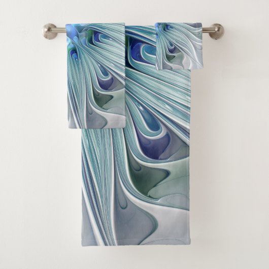 Floral Beauty Abstracte Modern Blue Pastel Flower Bad Handdoek (Insitu)