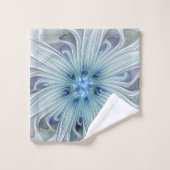 Floral Beauty Abstracte Modern Blue Pastel Flower Bad Handdoek (Wasdoekje)