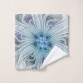 Floral Beauty Abstracte Modern Blue Pastel Flower Bad Handdoek (Wasdoekje)