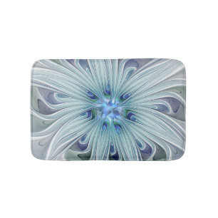 Floral Beauty Abstracte Modern Blue Pastel Flower Badmat
