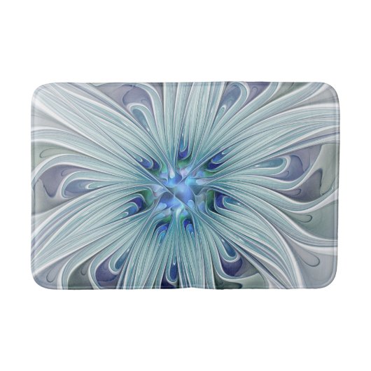 Floral Beauty Abstracte Modern Blue Pastel Flower Badmat (Voorkant)