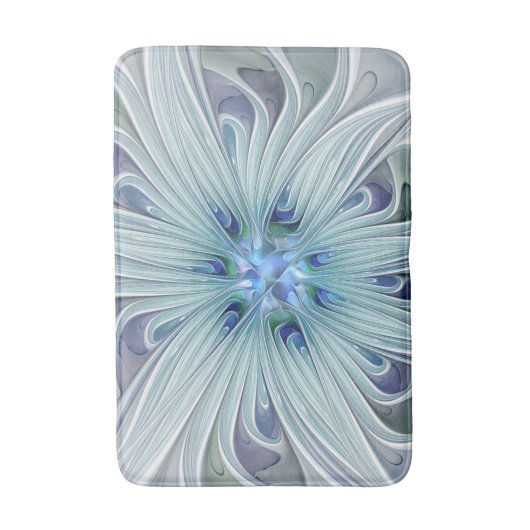 Floral Beauty Abstracte Modern Blue Pastel Flower Badmat (Voorkant Verticaal)
