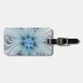 Floral Beauty Abstracte Modern Blue Pastel Flower Bagagelabel (Voorkant horizontaal)
