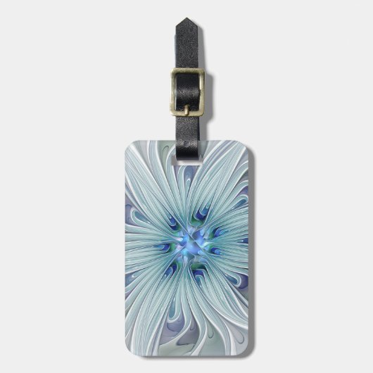 Floral Beauty Abstracte Modern Blue Pastel Flower Bagagelabel (Voorkant verticaal)