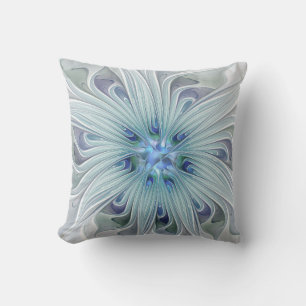 Floral Beauty Abstracte Modern Blue Pastel Flower Buitenkussen