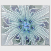 Floral Beauty Abstracte Modern Blue Pastel Flower Cadeaupapier (Vlak)