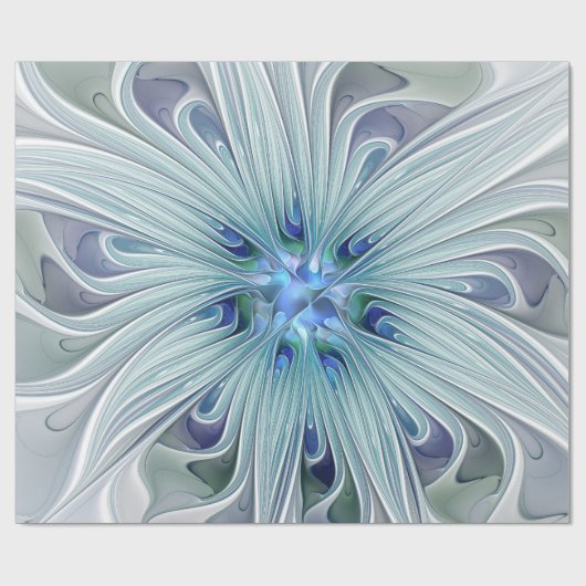 Floral Beauty Abstracte Modern Blue Pastel Flower Cadeaupapier (Vlak)
