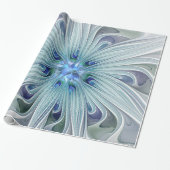 Floral Beauty Abstracte Modern Blue Pastel Flower Cadeaupapier (Uitgerold)