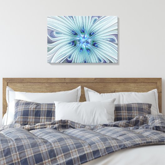 Floral Beauty Abstracte Modern Blue Pastel Flower Canvas Afdruk (Insitu (Slaapkamer))
