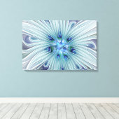 Floral Beauty Abstracte Modern Blue Pastel Flower Canvas Afdruk (Insitu (Houten vloer))