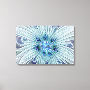 Floral Beauty Abstracte Modern Blue Pastel Flower Canvas Afdruk