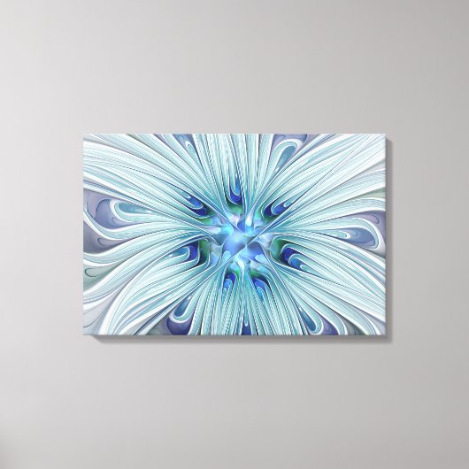 Floral Beauty Abstracte Modern Blue Pastel Flower Canvas Afdruk (Voorkant)