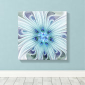 Floral Beauty Abstracte Modern Blue Pastel Flower Canvas Afdruk (Insitu (Houten vloer))