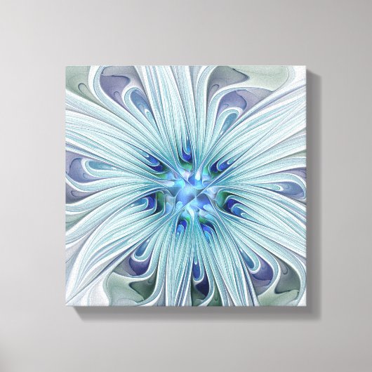 Floral Beauty Abstracte Modern Blue Pastel Flower Canvas Afdruk (Voorkant)
