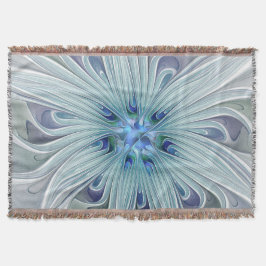 Floral Beauty Abstracte Modern Blue Pastel Flower Deken
