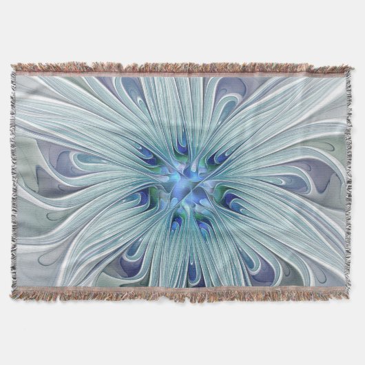 Floral Beauty Abstracte Modern Blue Pastel Flower Deken (Voorkant)