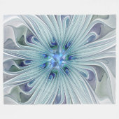Floral Beauty Abstracte Modern Blue Pastel Flower Fleece Deken (Voorkant (Horizontaal))