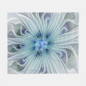 Floral Beauty Abstracte Modern Blue Pastel Flower Fleece Deken (Voorkant (Horizontaal))