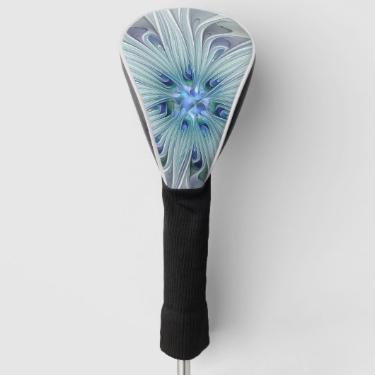Floral Beauty Abstracte Modern Blue Pastel Flower Golfheadcover (Voorkant)