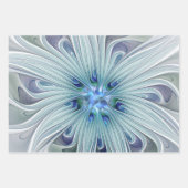Floral Beauty Abstracte Modern Blue Pastel Flower Inpakpapier Vel (Voorkant 3)