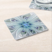 Floral Beauty Abstracte Modern Blue Pastel Flower Kartonnen Onderzetters (Schuin)