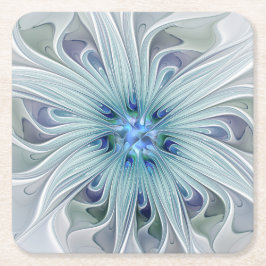 Floral Beauty Abstracte Modern Blue Pastel Flower Kartonnen Onderzetters