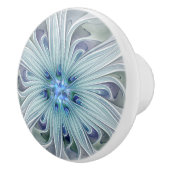 Floral Beauty Abstracte Modern Blue Pastel Flower Keramische Knop (Rechts)