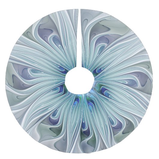 Floral Beauty Abstracte Modern Blue Pastel Flower Kerstboom Rok (Voorkant)