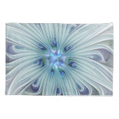Floral Beauty Abstracte Modern Blue Pastel Flower Kussensloop (Achterkant)