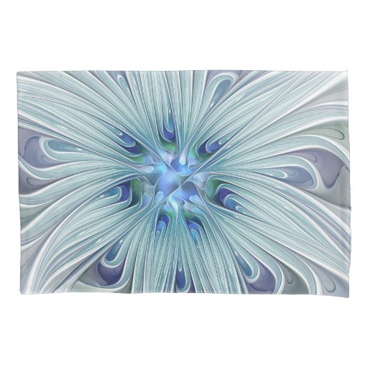 Floral Beauty Abstracte Modern Blue Pastel Flower Kussensloop (Voorkant)