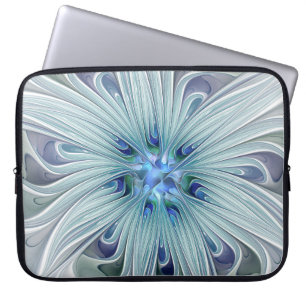 Floral Beauty Abstracte Modern Blue Pastel Flower Laptop Sleeve