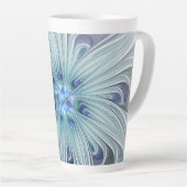 Floral Beauty Abstracte Modern Blue Pastel Flower Latte Mok (Rechterhoek)