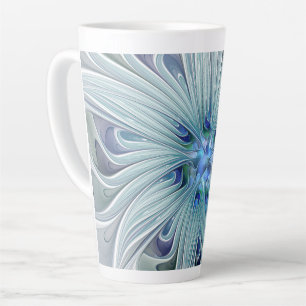 Floral Beauty Abstracte Modern Blue Pastel Flower Latte Mok