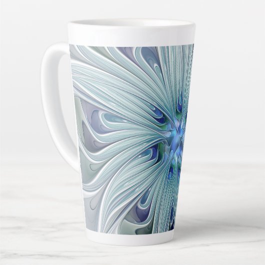 Floral Beauty Abstracte Modern Blue Pastel Flower Latte Mok (Linkerhoek)