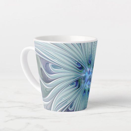 Floral Beauty Abstracte Modern Blue Pastel Flower Latte Mok (Linkerhoek)