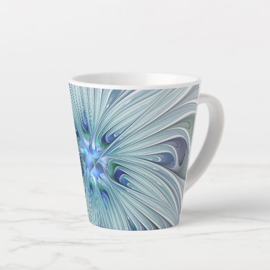 Floral Beauty Abstracte Modern Blue Pastel Flower Latte Mok (Rechterhoek)