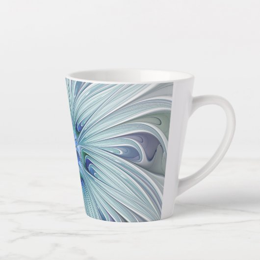 Floral Beauty Abstracte Modern Blue Pastel Flower Latte Mok (Rechts)
