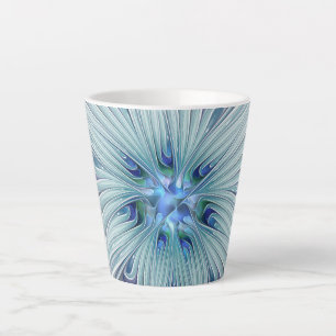Floral Beauty Abstracte Modern Blue Pastel Flower Latte Mok