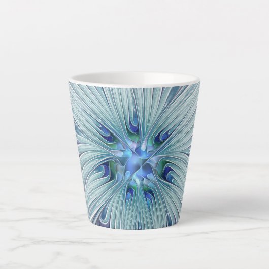 Floral Beauty Abstracte Modern Blue Pastel Flower Latte Mok (Voorkant)