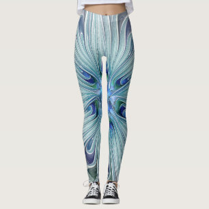 Floral Beauty Abstracte Modern Blue Pastel Flower Leggings