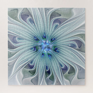 Floral Beauty Abstracte Modern Blue Pastel Flower Legpuzzel