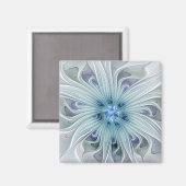 Floral Beauty Abstracte Modern Blue Pastel Flower Magneet (Voorkant / Achterkant)