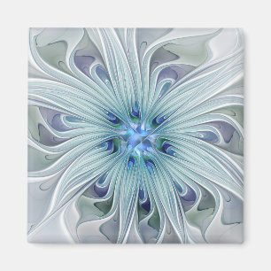 Floral Beauty Abstracte Modern Blue Pastel Flower Magneet