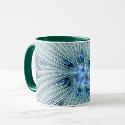 Floral Beauty Abstracte Modern Blue Pastel Flower Mok (Voorkant links)