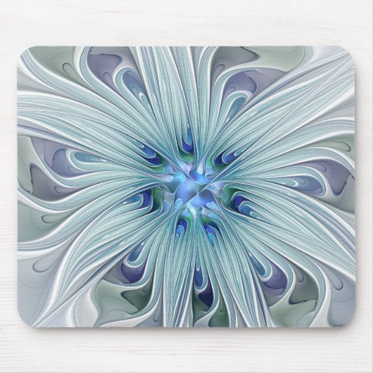 Floral Beauty Abstracte Modern Blue Pastel Flower Muismat (Voorkant)