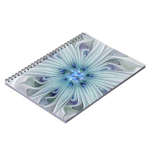 Floral Beauty Abstracte Modern Blue Pastel Flower Notitieboek (Linkerzijde)