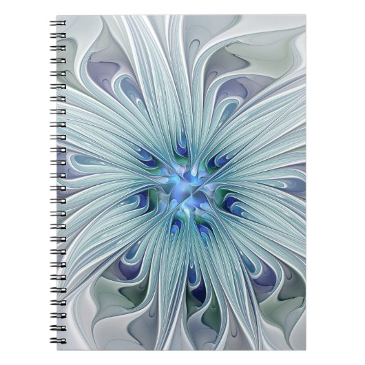 Floral Beauty Abstracte Modern Blue Pastel Flower Notitieboek (Voorkant)