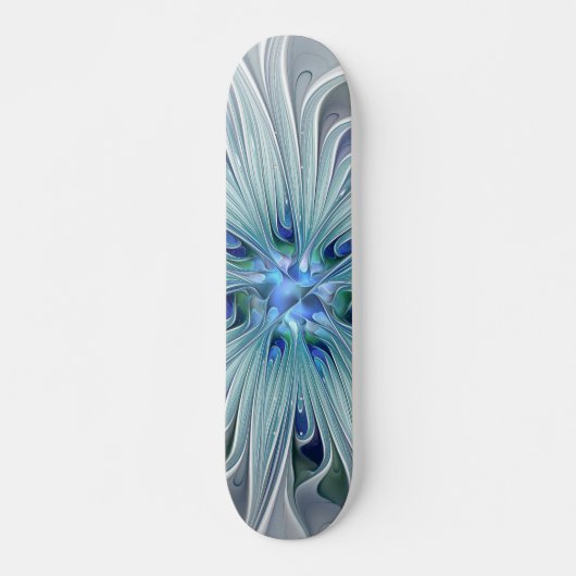 Floral Beauty Abstracte Modern Blue Pastel Flower Persoonlijk Skateboard (Voorkant)