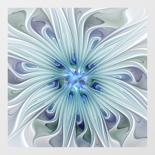Floral Beauty Abstracte Modern Blue Pastel Flower Raamsticker (Vel)