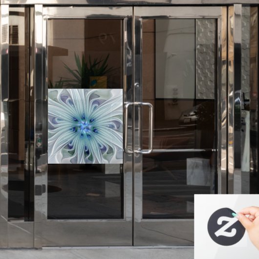 Floral Beauty Abstracte Modern Blue Pastel Flower Raamsticker (Kantoordeur)